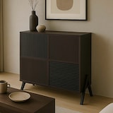 thumbnail of Kommode HWC-O40, Schrank Sideboard Highboard mit Türen Staufächer, MDF Metall Melamin 94x79x40cm ~ Walnuss-Optik