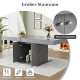 thumbnail of Ausziehbarer Esstisch mit Stauraum 180x80x76 cm Betonoptik Grau, Automatik Teleskopauszug, rechteckig, platzsparend für Essen und Arbeiten