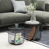 thumbnail of Couchtisch 2er Set runde Beistelltische 40x40x40 cm Schwarz stapelbar mit abnehmbarer Tischplatte Stauraum Stahlrahmen