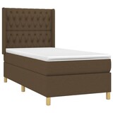 thumbnail of vidaXL Boxspringbett mit Matratze & LED Dunkelbraun 90x200 cm Stoff