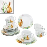 thumbnail of 18tlg Kaffeeservice Osterfreude Porzellan 6 Pers Tassen Untertassen Teller Hase