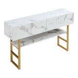 thumbnail of Helloshop26 - Mesa de consola 75 x 120 x 30 cm efeito mármore branco e dourado 03_0010889