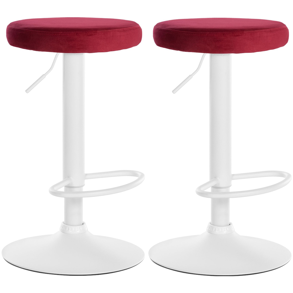 Set di 2 sgabelli da bar Ponte velvet rosso/Metallo bianco opaco