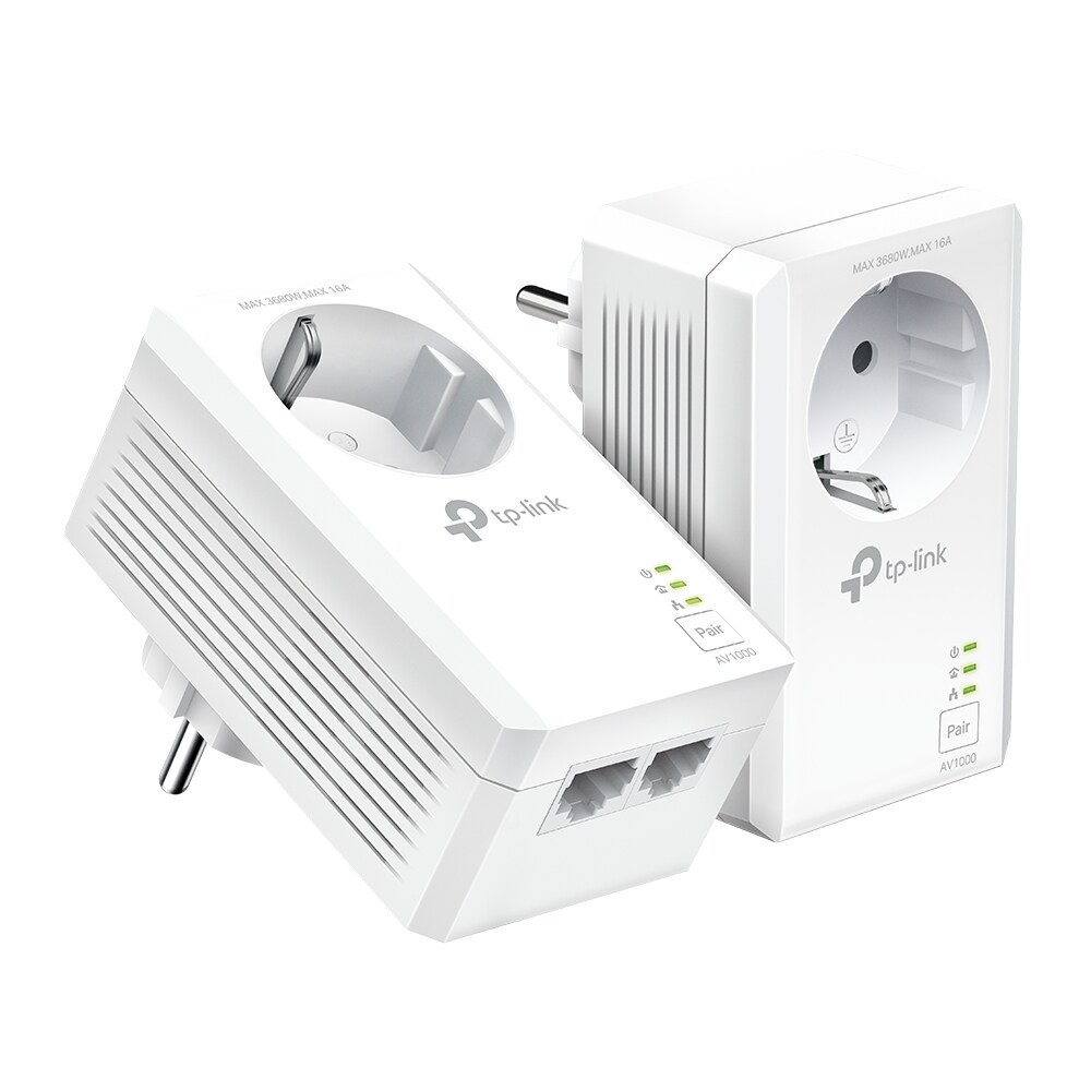 TP-Link AV1000 2-Port Gigabit Powerline Adapter mit Steckdose
