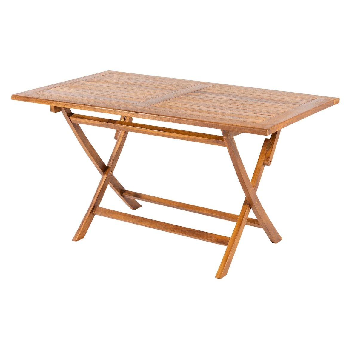 Mesa retangular de teca dobrável para jardim 140 cm. Tamanho: 140x80x77 cm