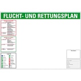 thumbnail of Flucht- und Rettungsplan Set, DIN ISO 23601, DIN EN ISO 7010, Kunststoff, 594x420mm, ASR A1.3, DIN EN ISO 7010