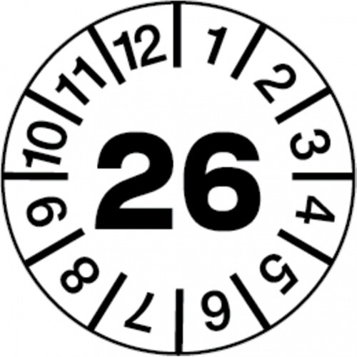 Dreifke® Prüfplakette weiß/schwarz 2026 - 15 mm Folie selbstklebend