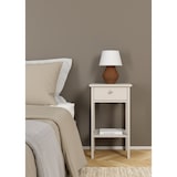 thumbnail of WellHome - Nachttafeltje met 1 lade en metalen of leren handgreep in kleur Beige-grijs 40 x 35 x 71 cm - Guadalquivir