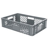 thumbnail of 90 Stück Eurobehälter durchbrochen/Bäckerkiste, LxBxH 600 x 400 x 150 mm, PE-HD, lebensmittelecht, grau, Palettenware