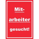 thumbnail of Mitarbeiter gesucht Aufkleber mit Text AushängeAufkleber hochkant rot-weiss A2 (420x594mm)