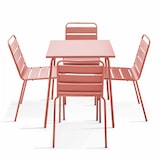 thumbnail of Conjunto de mesa de jardín y 4 sillas en metal arcilla - Oviala