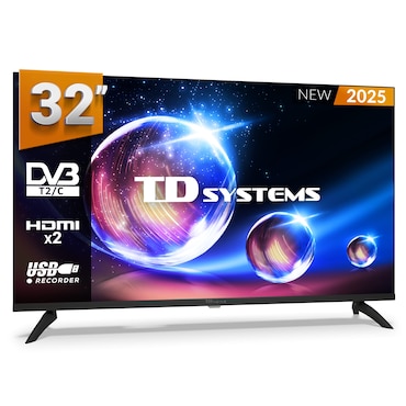 Televisor 32 Pulgadas HD, USB Grabador reproductor, Sintonizador digital DVB-T2/C - TD Systems PRIME32M20H