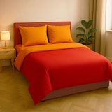 thumbnail of Benetton - Capa de Edredom Reversível 200/220cm com Lençol 160/200+30cm e 2 Fronhas 50/70cm em Laranja e Vermelho