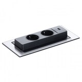 thumbnail of Schulte EVOline BackFlip 10.148 USB-C Charger + Einbausteckdose 2 fach Glas glänzend schwarz