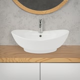 thumbnail of ML-Design Aufsatzwaschbecken Keramik Weiß glänzend 59 × 39,5 × 20,5 cm, oval, mit Abflussloch, inkl. Ablaufgarnitur – modernes Waschbecken