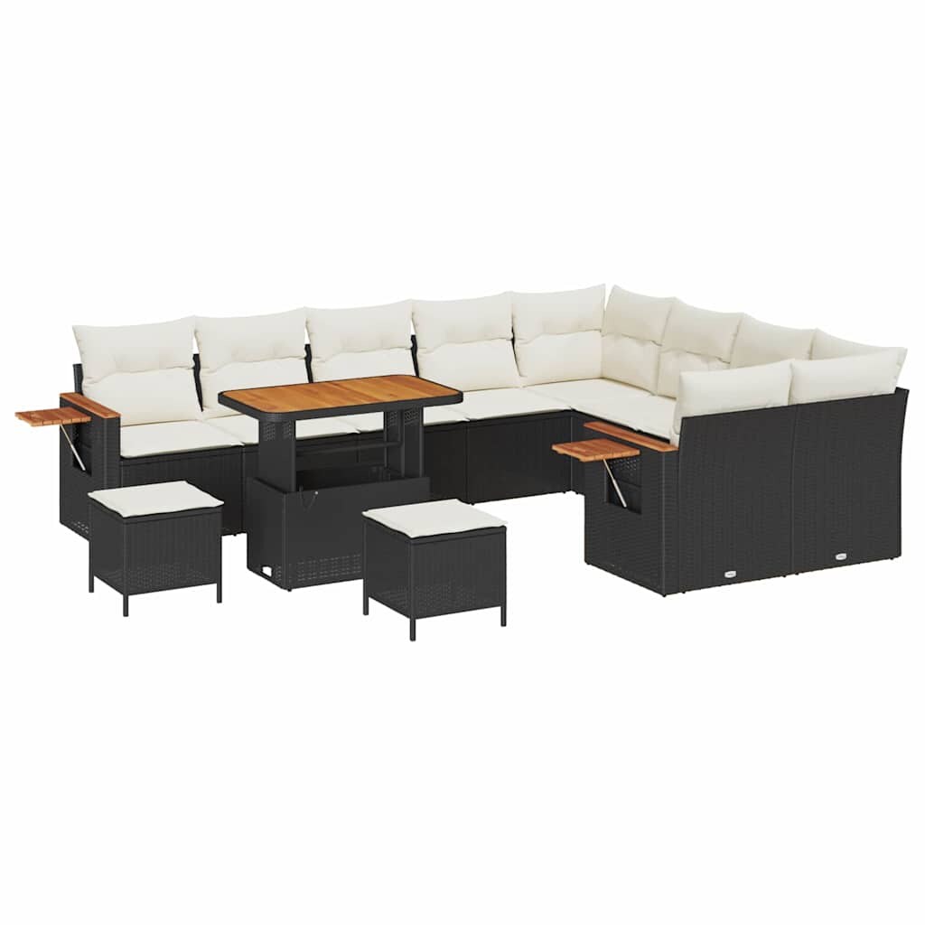 vidaXL Garten-Sofa-Set 12 pcs Schwarz und Creme 90 x 55 x 71 cm