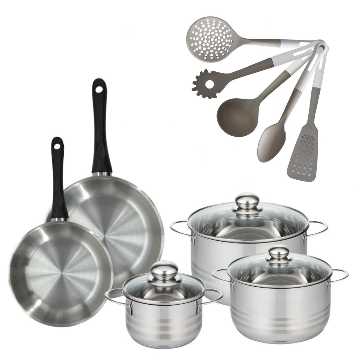 Juego de 2 sartenes Fackelmann Ginebra 20/24 cm con 3 cacerolas (16/20/24 cm) y 5 utensilios