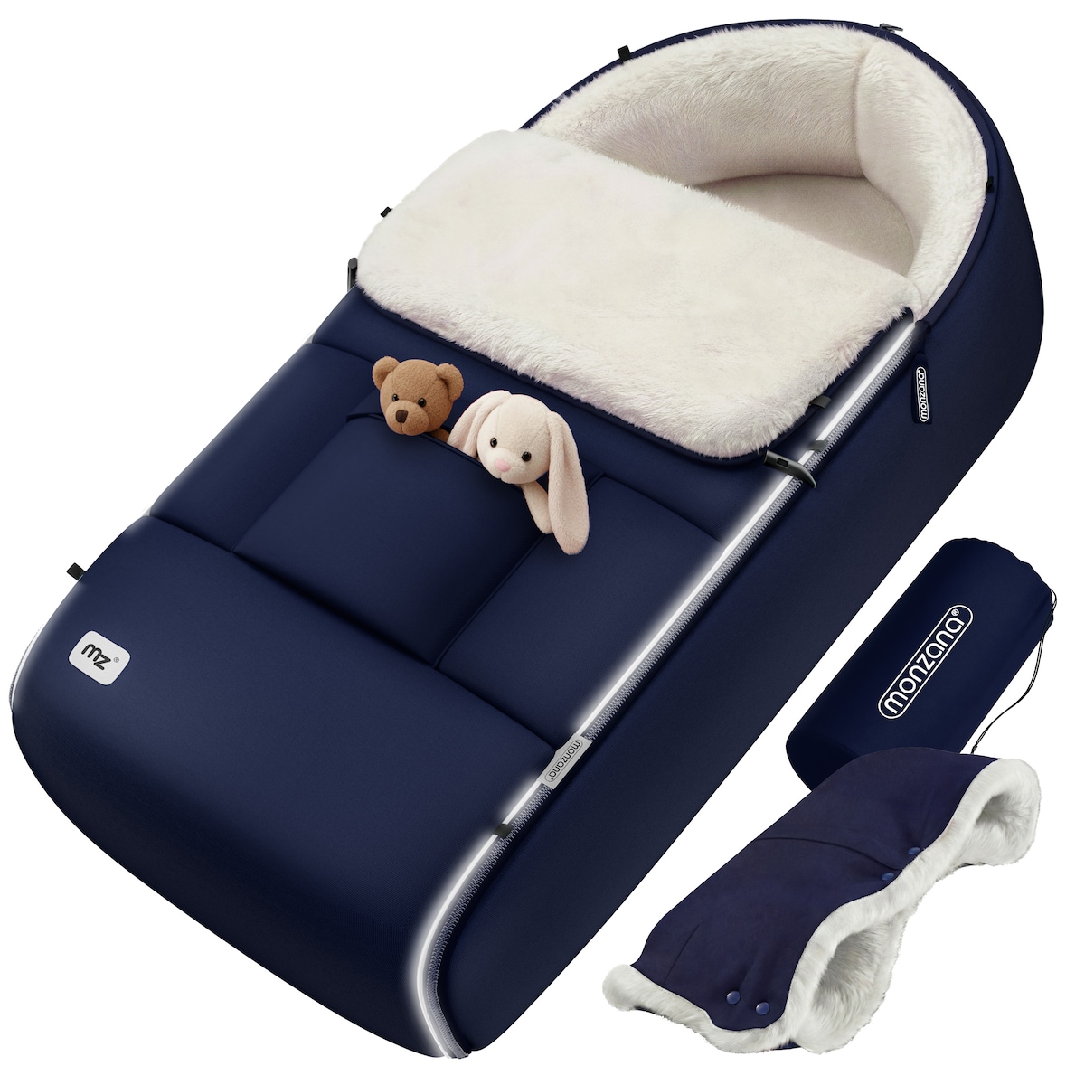 MONZANA® Baby Fußsack Premium Marineblau