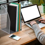 thumbnail of Relaxdays Stehsammler Metall, DIN A4, Stehordner breit, Mesh, Zeitschriftensammler Büro, HBT: 32 x 16 x 24,5 cm, silber