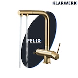thumbnail of KLARWERK® Felix | ausziehbare 3-Wege Armatur Edelstahl Gold matt | Filter Trinkwasser Wasserhahn Küche | Osmose Mischbatterie L-Auslauf 3 Anschlüsse