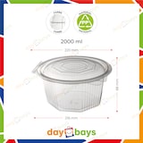 thumbnail of DayBays 150 Stk. Haushaltsbox PP 2000 ml 220x216x88 mm 8 Eckig Salat-Box Alpha mit anhängendem Deckel