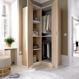thumbnail of Dmora Guardaroba Elgon, Mobile angolare per camera da letto, Armadio appendiabiti ad angolo a 2 ante battenti, 91x93h184 cm, Rovere