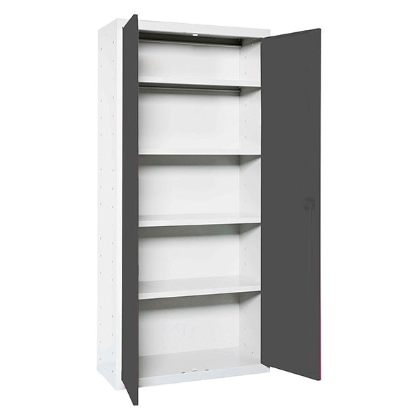 SimonRack Armoire Métallique de Rangement 1800x600x400, 2 Portes, 4 Étagères, Charge 75 kg par Niveau, Blanc/Anthracite - Simonlocker