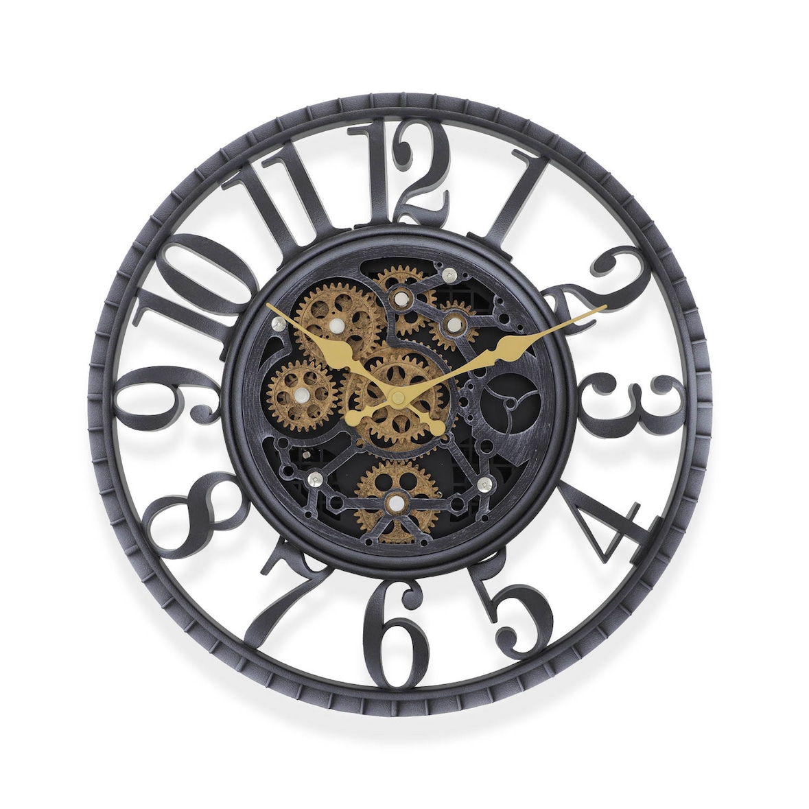 IvoQ Industrielle Wanduhr mit beweglichen Zahnrädern – Cooler Vintage Look – Retro – Perfekt für Wohnzimmer, Büro und Schlafzimmer – Einzigartiger Eye