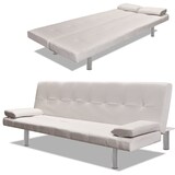 thumbnail of vidaXL Schlafsofa mit 2 Kissen Kunstleder Ausziehbar Cremeweiß
