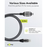 thumbnail of goobay 70698 goobay USB C 3.1/RJ45 CAT 6 Kabel 2,0 m grau, schwarz, 1 St.