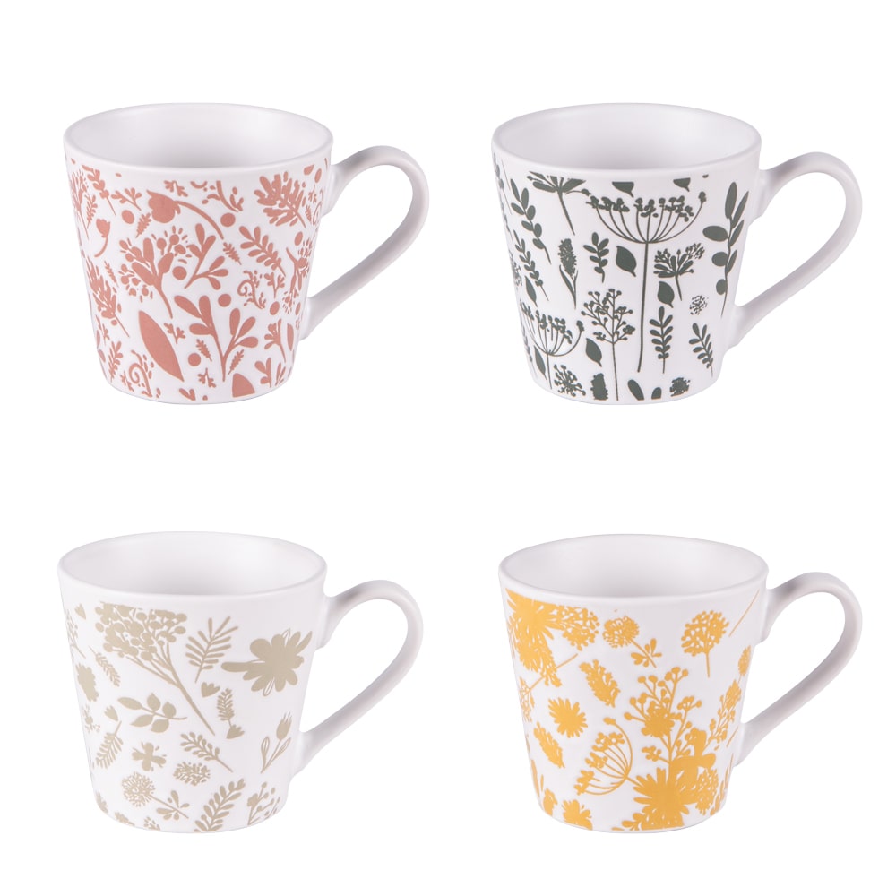 Coffret de 4 tasses Galehia 18 cl -  18.00 cl Multicolore Rond Grès Table Passion 11.00x8.00 cm