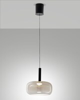 thumbnail of Devero 8W LED-Pendelleuchte Ø 25 cm, Schirm aus cognacfarbenem Borosilikatglas, dimmbar, Farbtemperatur 2700K-4000K, IP20 - Devero Kollektion