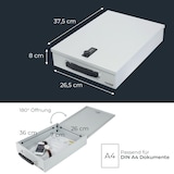 thumbnail of HMF 1413-07 Dokumentenkassette mit Zahlenschloss, DIN A4, 37,5 x 26,5 x 8 cm, Lichtgrau