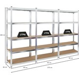 thumbnail of PROREGAL MegaDeal 3x étagère robuste RAGNAR, HxLxP 180x90x40cm, Charge du compartiment 175kg, Galvanisé, Étagère de garage, étagère de cave