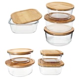 thumbnail of Ritzenhoff 8x Esperanza Vorratsdose rund quadratisch groß klein Glas Holzdeckel