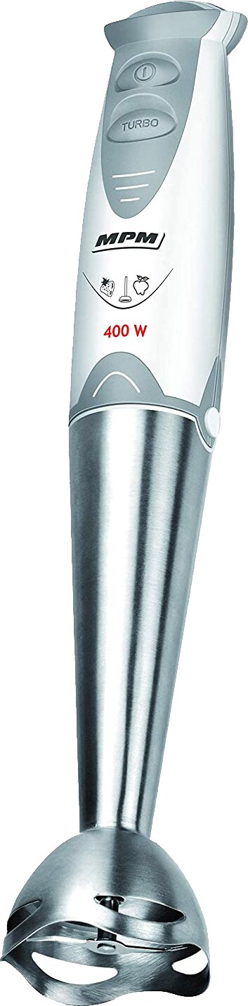MPM MBL-04 Frullatore a immersione staccabile, braccio in acciaio inossidabile, 400 W, 400W, Bianco/Grigio