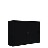 thumbnail of Großer Schiebetürenschrank Büro Aktenschrank Sideboard aus Stahl Schwarz 1090 x 1600 x 450 mm (HxBxT) 550159