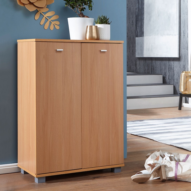 Schuhschrank Holz 12 Paar Schuhe Schuhregal Schuhkommode Flurschrank Sideboard