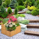 thumbnail of Relaxdays Hochbeet, gestuft, 4 Pflanzkästen, Garten, Balkon, Terrasse; Pflanzbeet aus Holz, HxBxT: 61x81x81 cm, natur