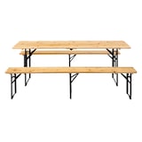 thumbnail of Set brouwer tafel en inklapbare houten banken 218 cm
