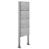 thumbnail of AL Briefkastensysteme 4 Fächer Premium Edelstahl Stand Briefkasten Anlage für Post A4 modern, robust, wetterfest, Artikelnummer: 331V4S1