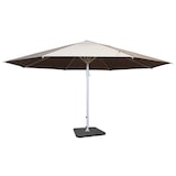 thumbnail of Parasol Meran II, guarda-sol para restauração, Ø 5m poliéster/alumínio branco 28kg ~ bege-creme com suporte