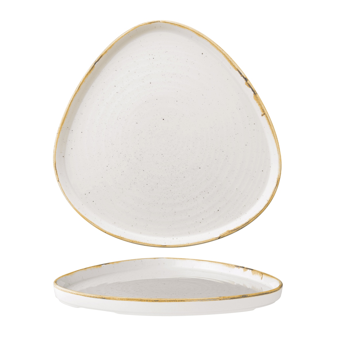 6 x bord driehoekig wandig 26cm STONECAST gerst wit