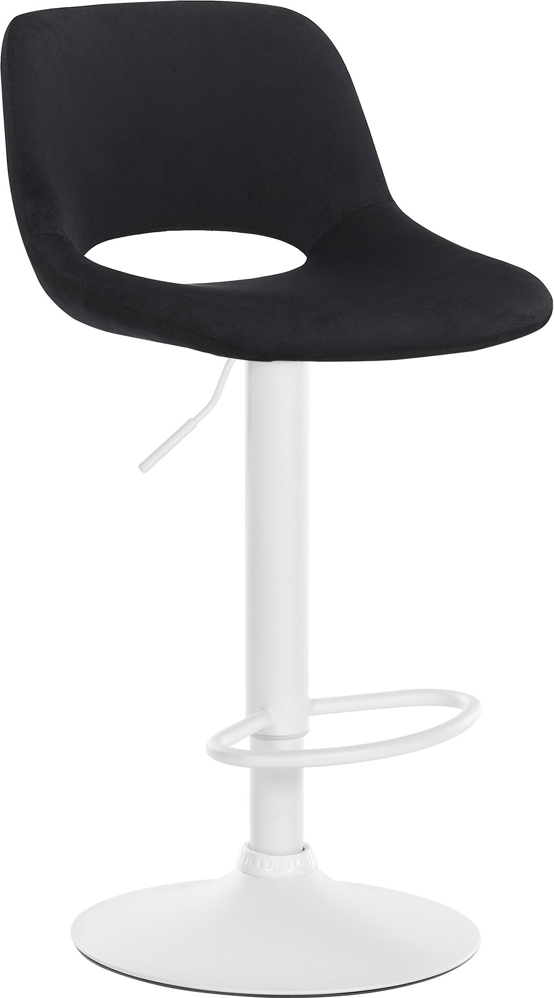 Sgabello da bar Camden in velluto nero/Metallo bianco opaco