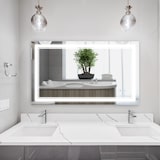 thumbnail of kleankin espejo de baño con luz LED 100x60 cm espejo de pared con interruptor táctil 3 luces ajustable función de memoria marco de aluminio espejo