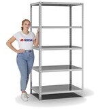 thumbnail of PROREGAL Fachbodenregal Schraubsystem | Grundregal | HxBxT 200x100x60cm | 5 Ebenen | Fachlast 200 kg | Beidseitig nutzbar | Verzinkt