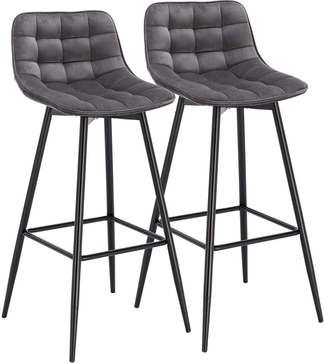 Helloshop26 - Barhocker mit Fußstütze 2er-Set dunkelgrau 19_0000433