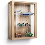 thumbnail of K-Möbel suspension vitrine en verre en hêtre (80x60x25 cm) avec 2 étagères en verre réglables en hauteur - modèle de voiture vitrine d'argent