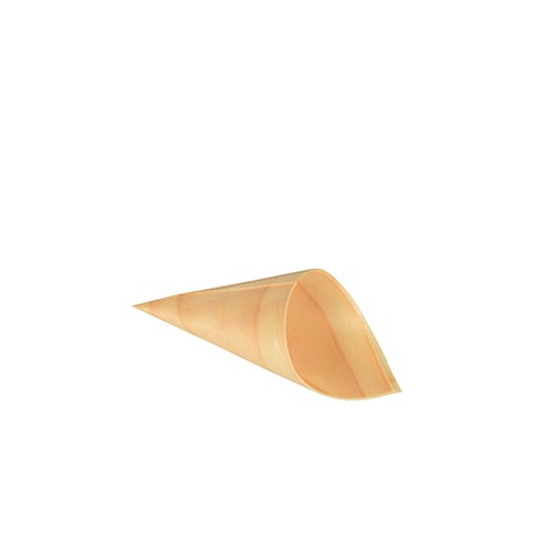 PAPSTAR 500 Fingerfood - Spitztüten, Holz "pure" Ø 4,5 cm · 8,5 cm