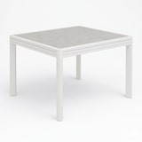 thumbnail of Mesa de exterior, extensível, alumínio e vidro, branco envelhecido, 135x90x76